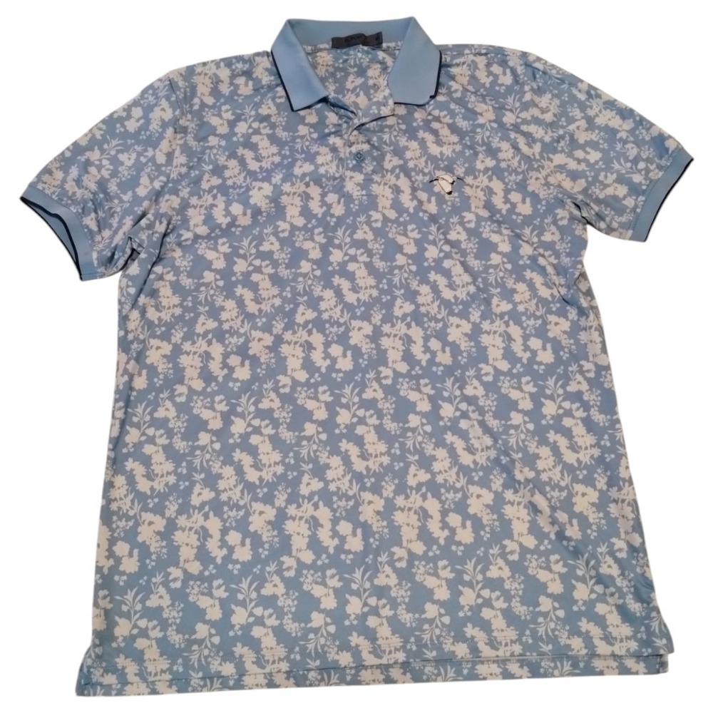 G/Fore Blossom Rib Collar Tech Golf Polo Shirt - Cielo‎ Men's M Stretch